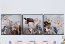 Vẻ đẹp của hoa sen trong các bộ tranh treo tường sang trọng tại Artena Decor